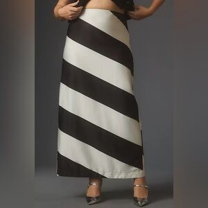Maeve Black and Cream Striped Maxi Skirt